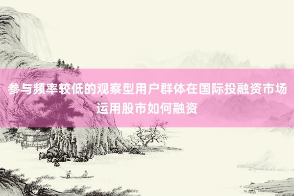 參與頻率較低的觀察型用戶群體在國際投融資市場運用股市如何融資